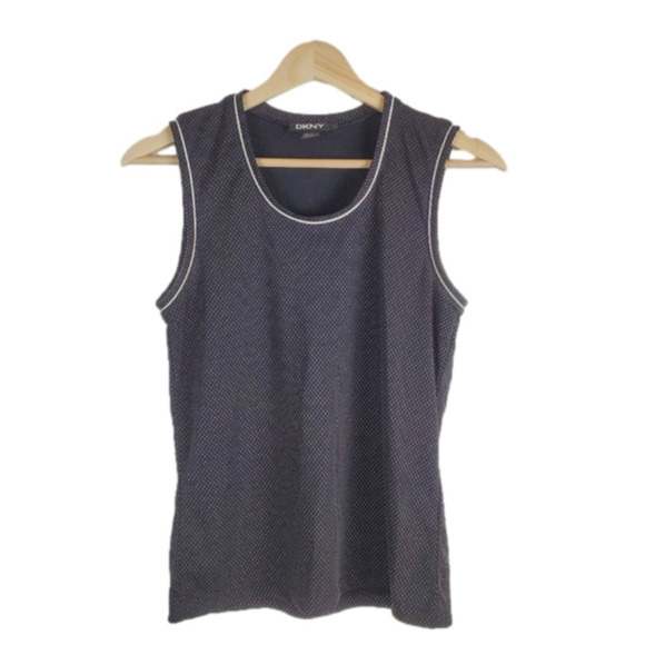 Dkny Small Black Polka Dot Sleeveless Tank Top 90s - Picture 1 of 5